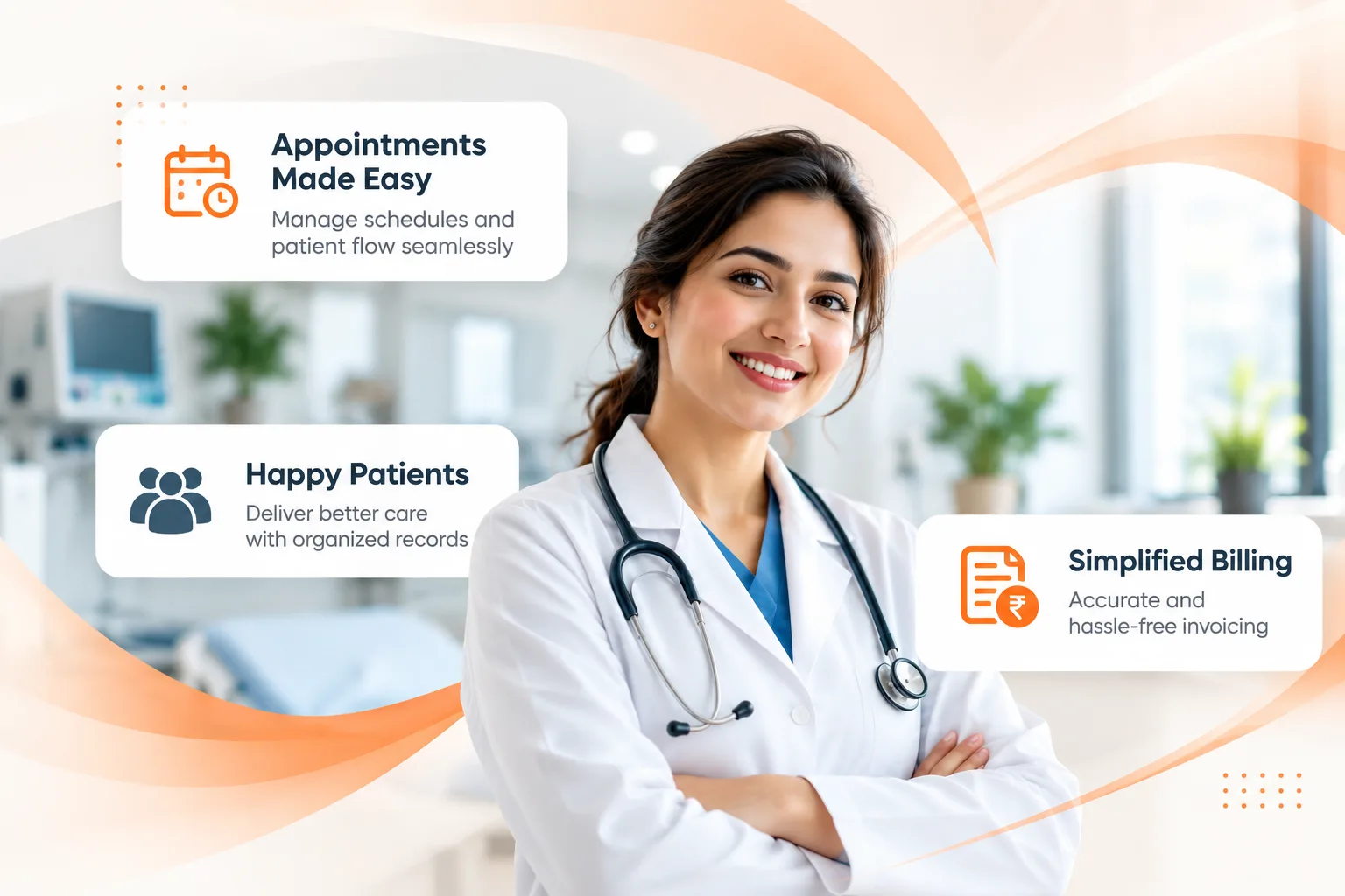 Doctor using Monkman healthcare software for appointments, patient records and billing