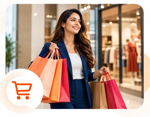 Shopper with shopping bags
