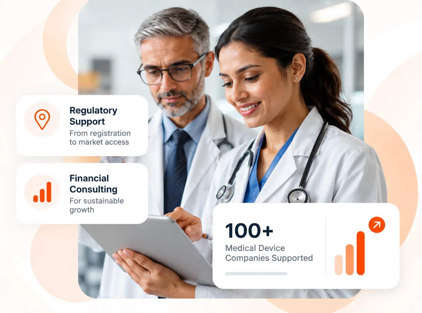 Doctors reviewing a digital healthcare solution on a tablet